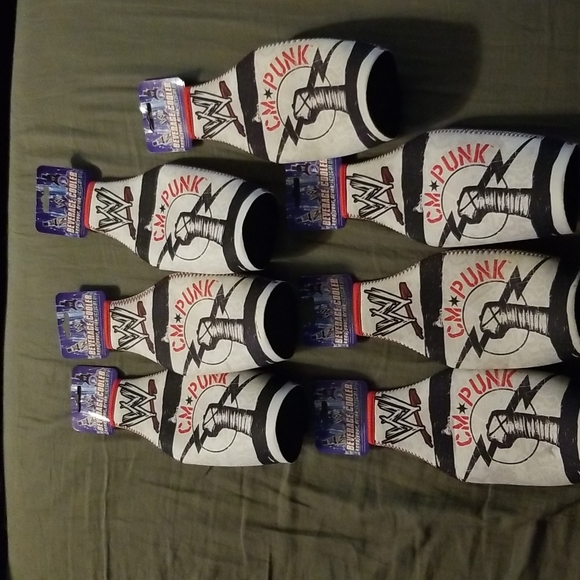 Lot of 7 NEW WWE CM Punk Beverage/Beer Bottle Coolers/Coozies - Picture 1 of 5